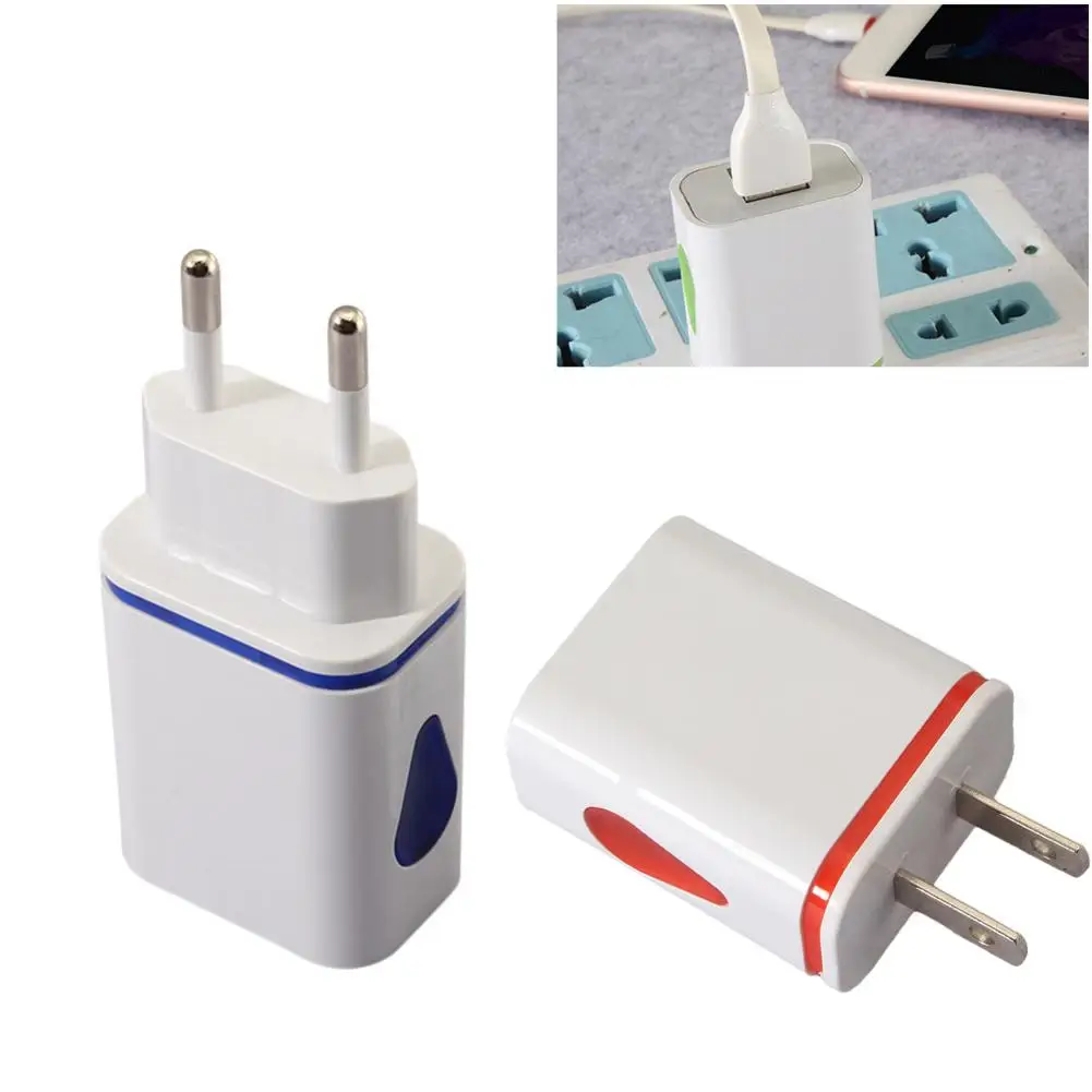 Универсальный телефон 2.1A 5 в светодиодный 2 USB зарядное устройство для дома и путешествий быстрое зарядное устройство адаптер для путешествий EU/US вилка USB зарядное устройство