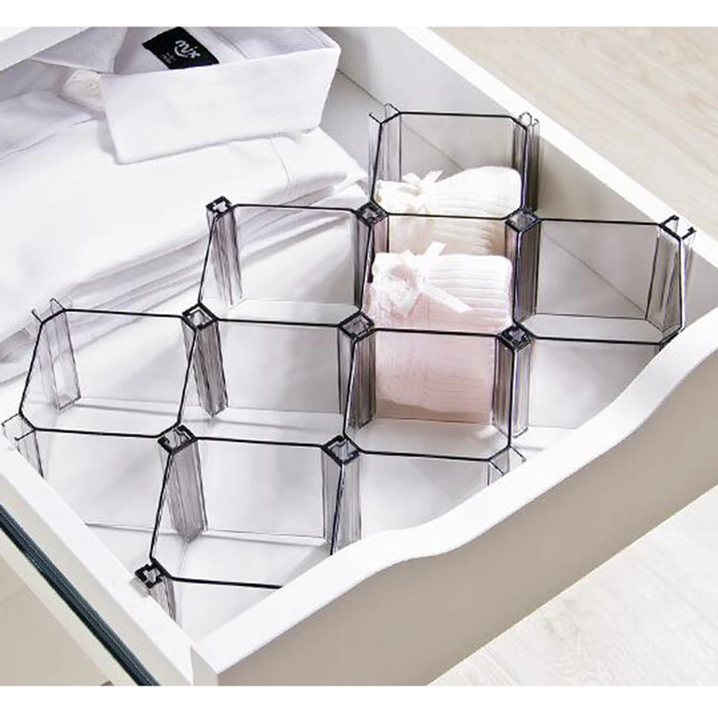 12PC Socks Bras Ties Belts Drawer Closet Shelf Divider Storage Bin Organizer