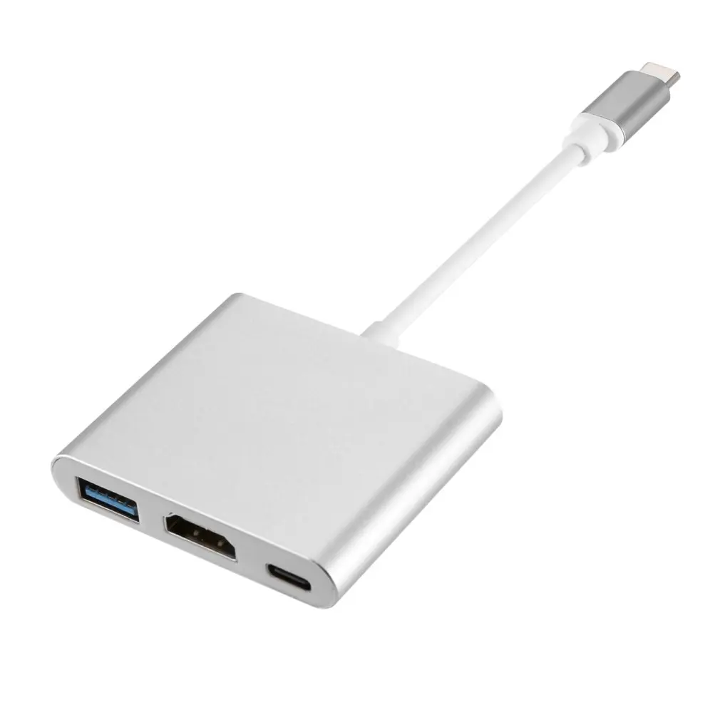 USB 3,1 type C к USB 3,0+ HDMI+ type C 3 в 1 адаптер для зарядки переходник тройной экранированный