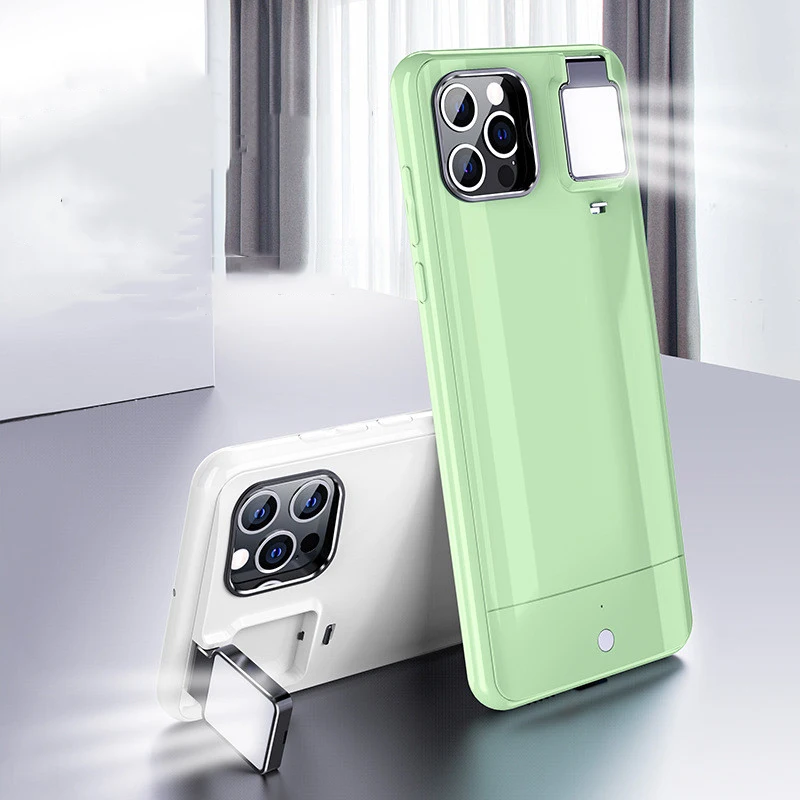 For iPhone 12 Pro Max 11 Phone Case Fill Light Selfie Beauty Ring Flash Stable Case For iPhone XR X XS Max 11 12Pro Max 7 8 Plus