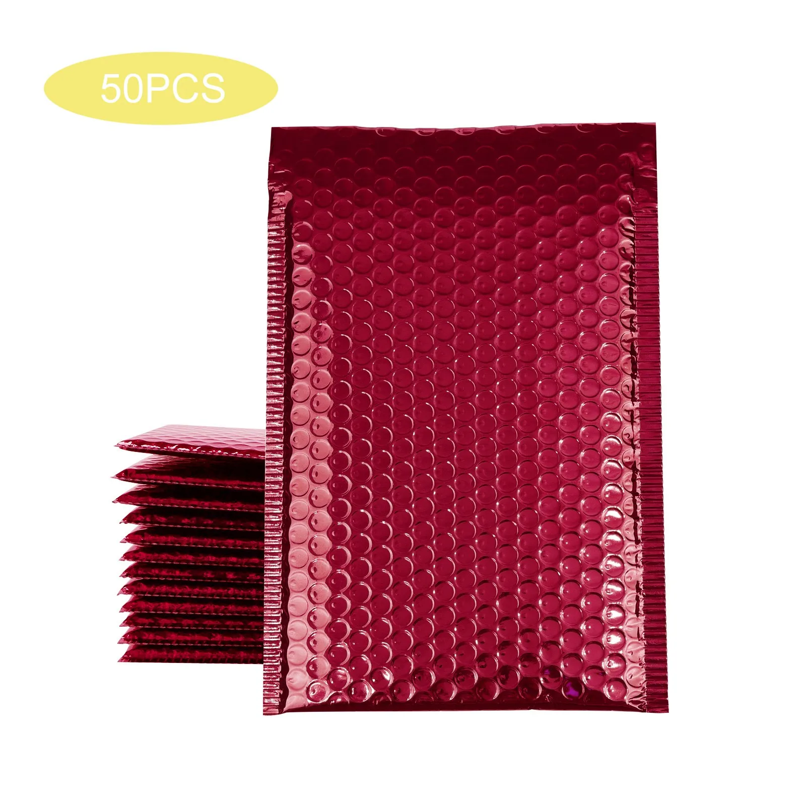 Bolsas de sobre de espuma roja, sobres acolchados autosellados, envío con burbuja, paquetes de regalo, 50 unids/lote
