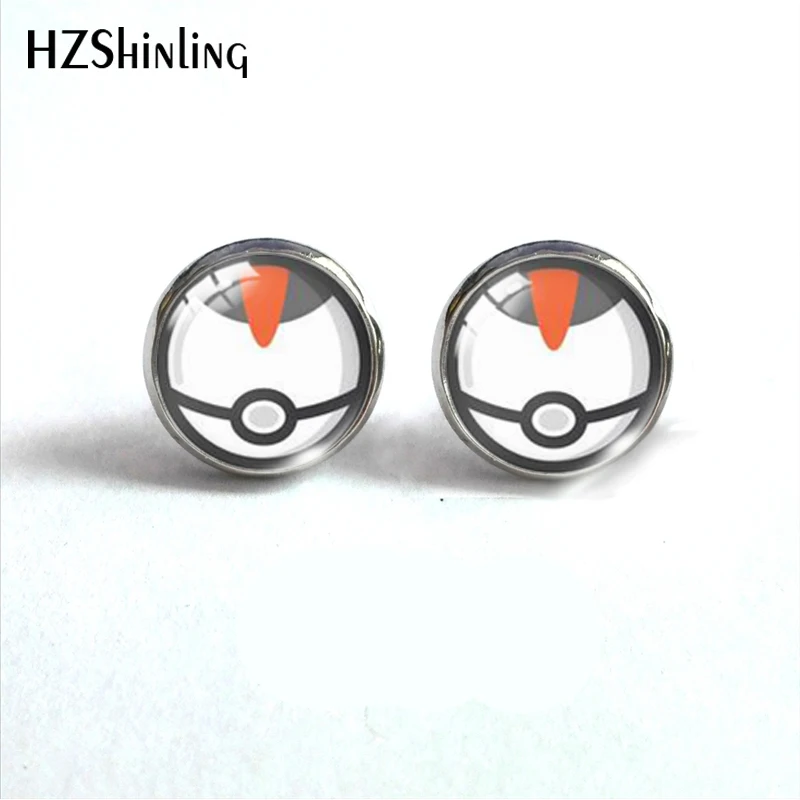 8 Pokeball покебол Пикачу Япония Аниме стеклянный купол круглые милые серьги-гвоздики Pokeball узор ручной работы ювелирные изделия серьги - Окраска металла: 8
