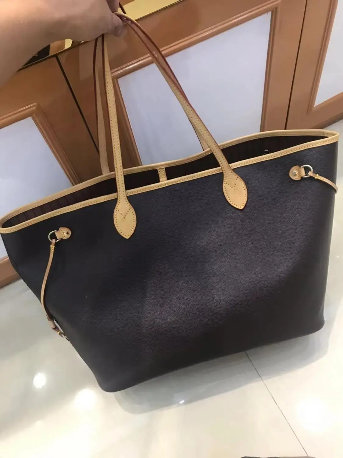 

Excellent Quality Neverful Bag Women Shopping Bag Luxury Brand Monogrom Never Shoulder Bag Canvas Leather Full Handbags MM/G