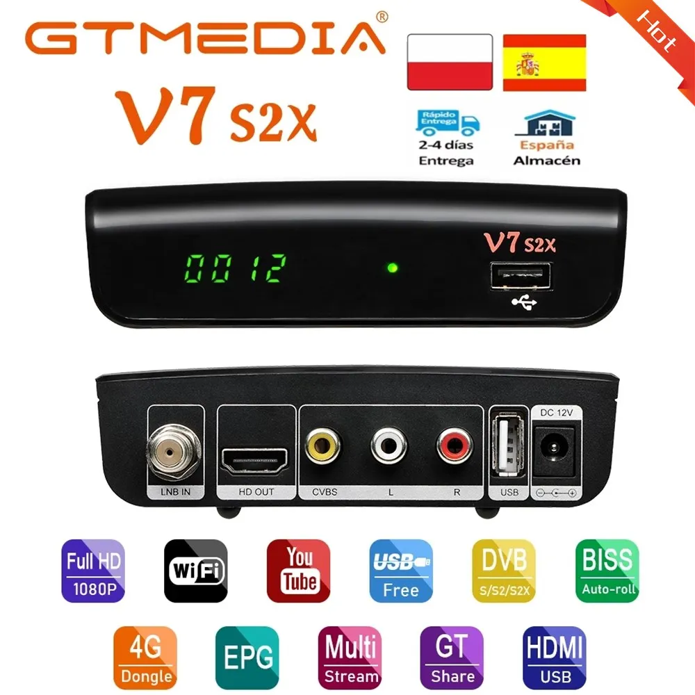 1080P GTMedia V7S2X спутниковый ТВ-приемник DVB-S2 S2X USB WIFI цифровой рецептор gtmedia v7s2x