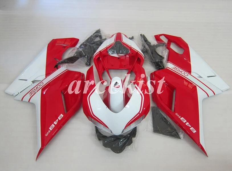 4 подарки ABS литья под давлением Обтекатели комплект подходит для Ducati 848 EVO 1098 1198 1198s белый красный