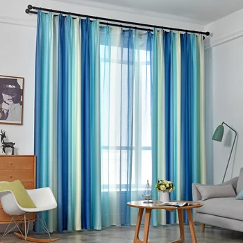 

Modern Mediterranean curtain rainbow screen shade curtain for bedroom living room balcony French curtain home decoration curtain