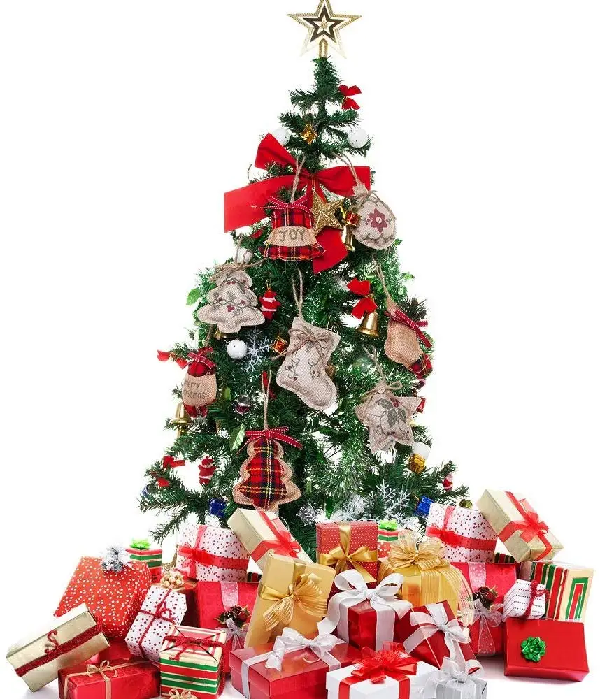12 шт. мешковины Рождественская елка украшения Висячие украшение чулок шар елка в форме звезды для рождественской вечеринки, 4 стиля