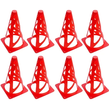

8 Pack Soccer Training Cones Collapsible Windproof Football Training Markers Agility Cones
