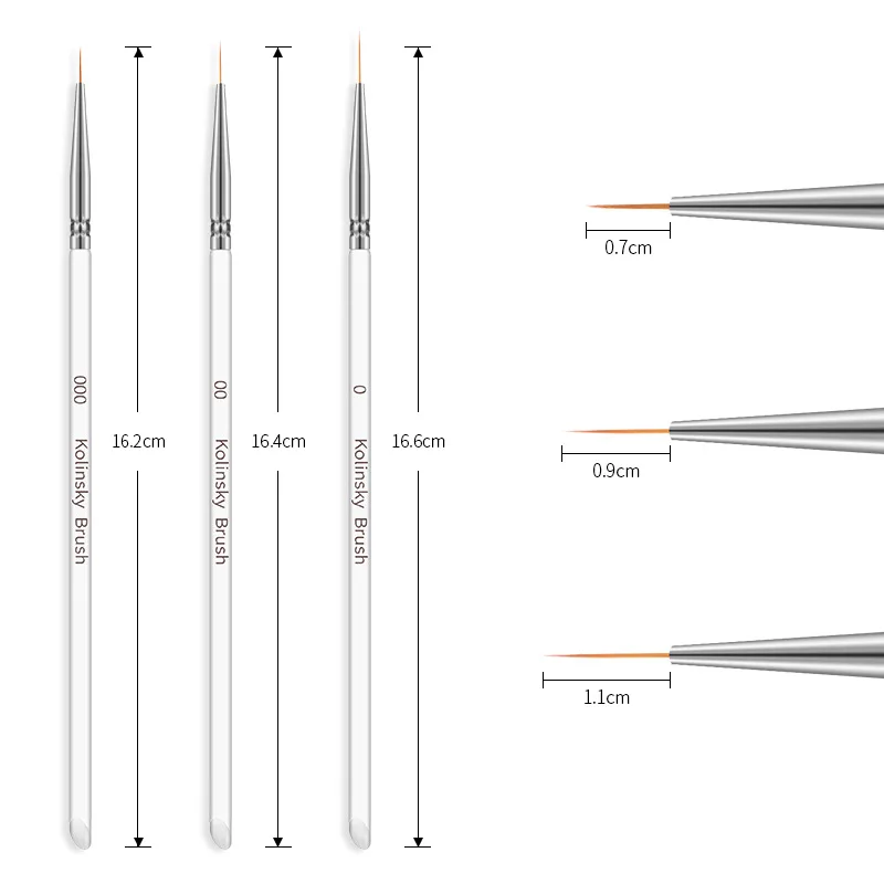 Kalvaro 3 шт. кисти для дизайна ногтей кристальная ручка тонкая ручка-лайнер для рисования ручка для рисования маникюрные инструменты для ногтей наконечники