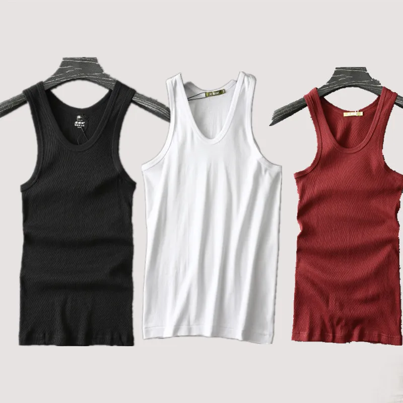 

Sexy Bodybuilding Men Tank Top Wine Red Black White Stretch Workout