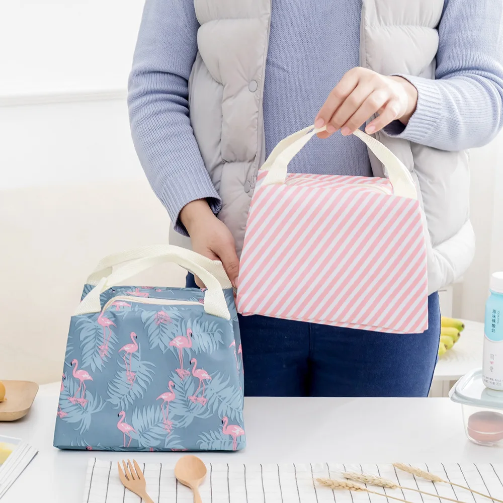 Сумка для обеда детей изолированная холодная Оксфорд в полоску чехол пикника