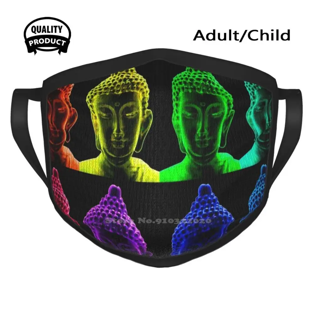 

Pop Art Buddha Mouth Mask Face Masks Pop Art Style Buddha Black Background Meditation Chillout Lounge Macro Contemporary Art
