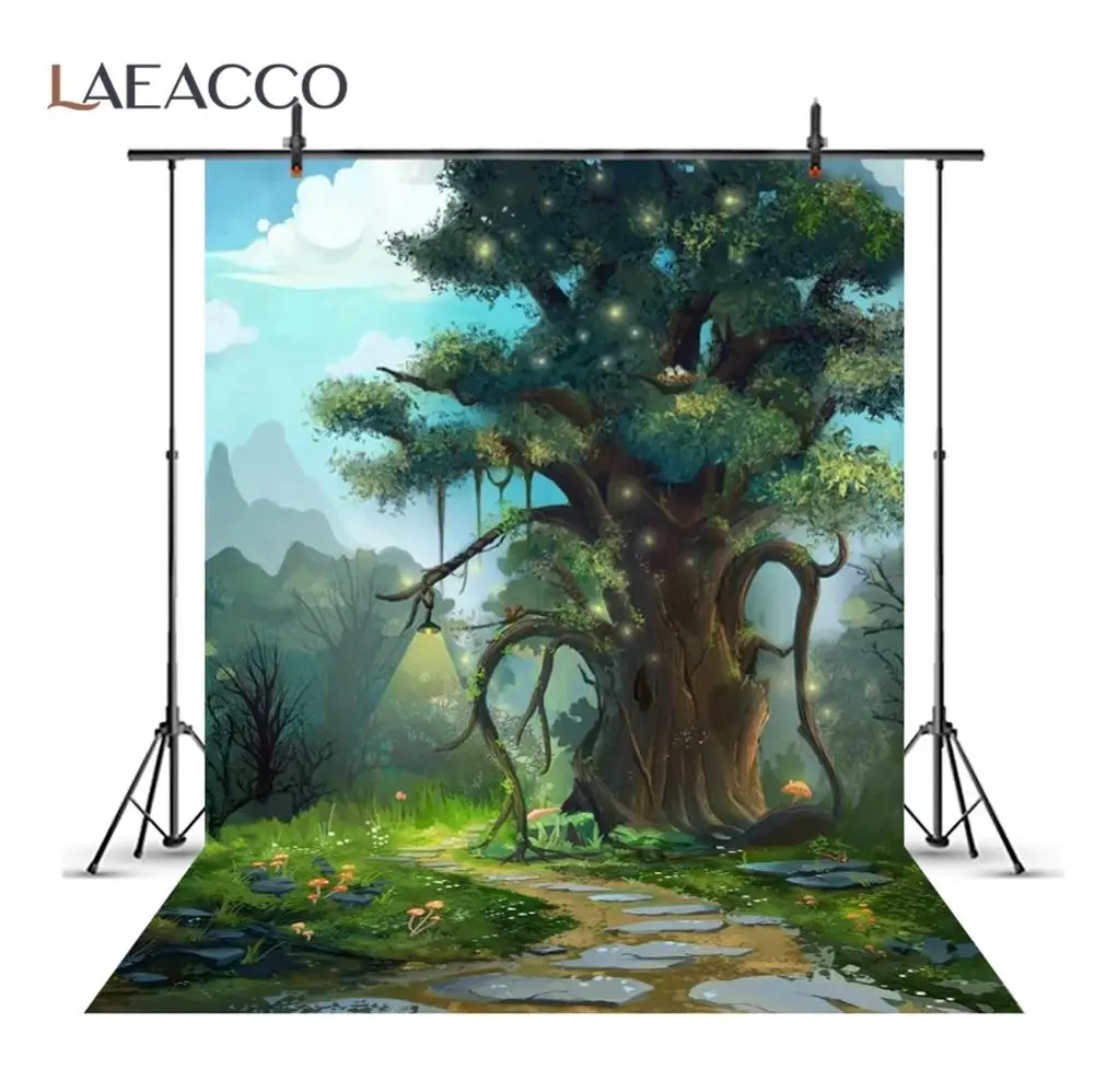 Old Tree Cartoon Fairytale Shiny Light Way Birthday Party Baby Child