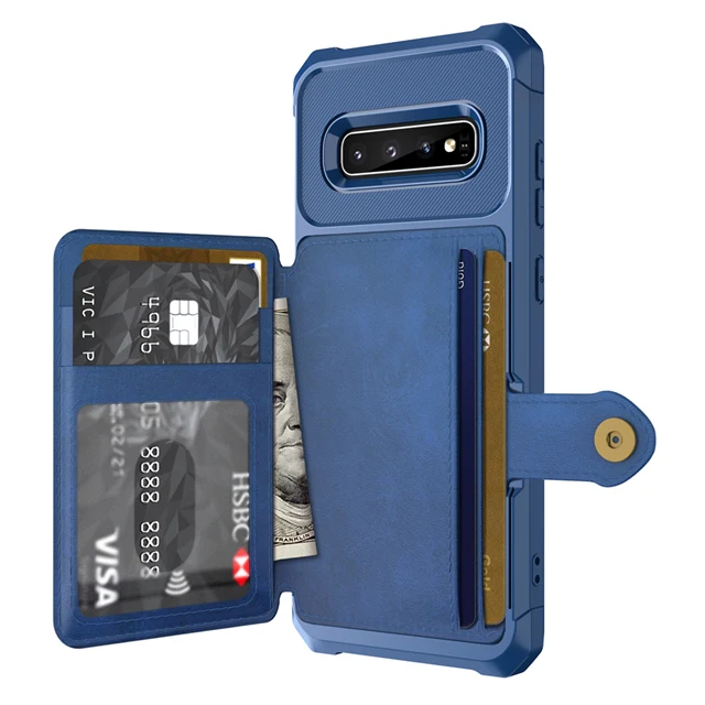 Роскошный деловой стиль PU кожаный чехол для samsung Galaxy S9 S10 Plus чехол для кошелька откидная задняя крышка для samsung Note 9 Fundas - Цвет: Blue