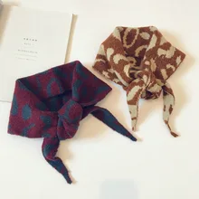 Корейские вязаные шерстяные леопардовые треугольные мягкие теплые осенне-зимние плотные детские шали для мальчиков и девочек, шарфы, аксессуары-LHC