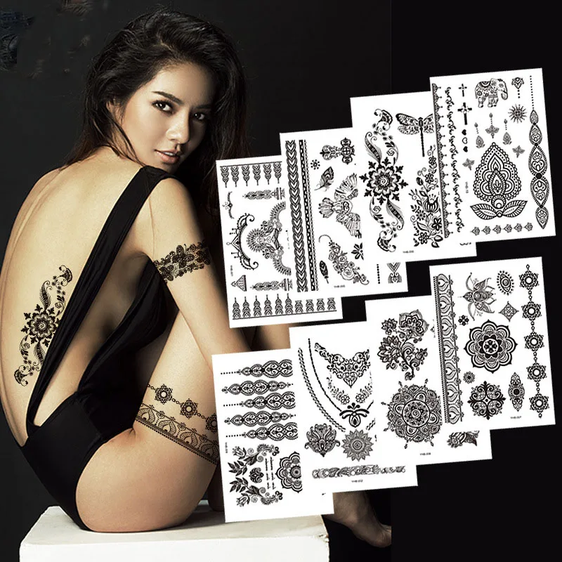 

1 Sheet Chest Body Tattoo Temporary Waterproof Jewelry Lace Totem Lotus Mandala tatto Decal Waist Art Tatoo Sticker Women