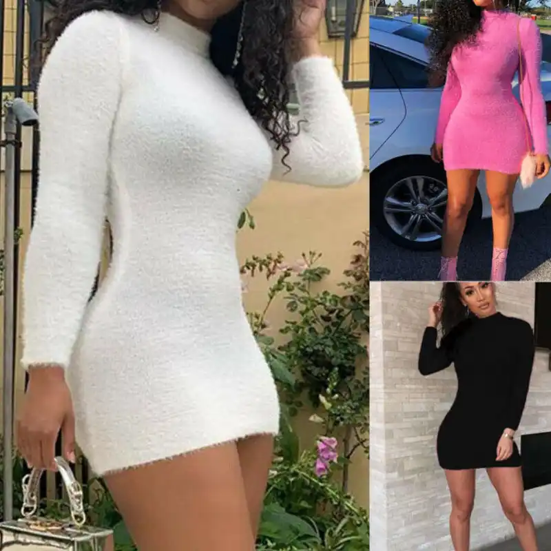 fluffy bodycon dress