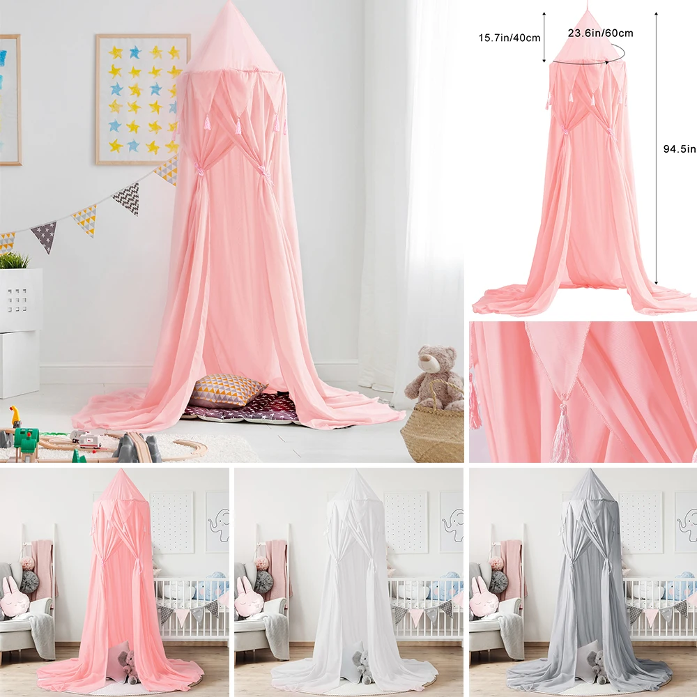 Hanging Kids Baby Bedding Dome Bed Canopy Cotton Mosquito Net Bedcover Curtain For Baby Kids Reading Playing Home Decor