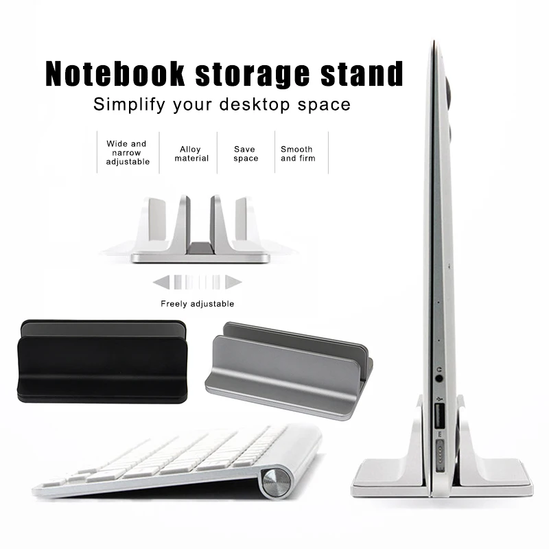 

Upright Stand Aluminum Vertical Laptop Support Adjustable Desktop Notebook Support Space-saving IJS998