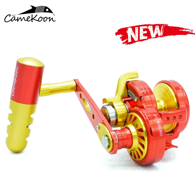 

CAMEKOON slow jigging fishing reel overhead reel 32kg drag 9+2BBs Gear ratio 6.3:1 Metal saltwater boat trolling fishing wheel