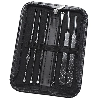 

1 Set of Beauty Tool Multi-functional Stainless Steel Acne Needle Acne Needle Set Double Pick Cleaning Ear Canal Batch (Black)