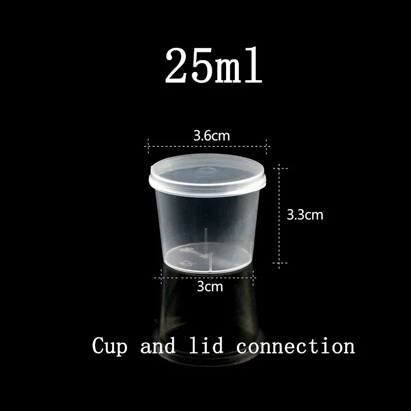 cup and lid 100 шт одноразовая соусница любовь круглая мини Маленькая прозрачная пластиковая упакованная коробки для специй в форме сердца чашки для пудинга с крышкой - Цвет: cup and lid