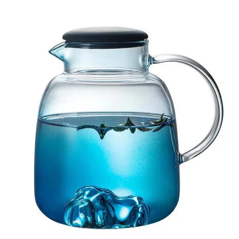 Home Glass Juice Jugs Transparent Water Pots Cups Blue Gradient