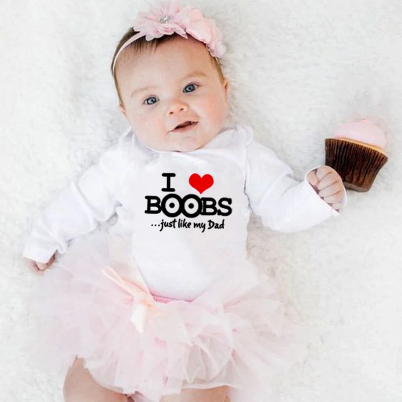 Я люблю грудь, как папа, новорожденный, мальчик, девочка, хлопковый комбинезон, Забавный младенец, унисекс, Модный комбинезон с длинными