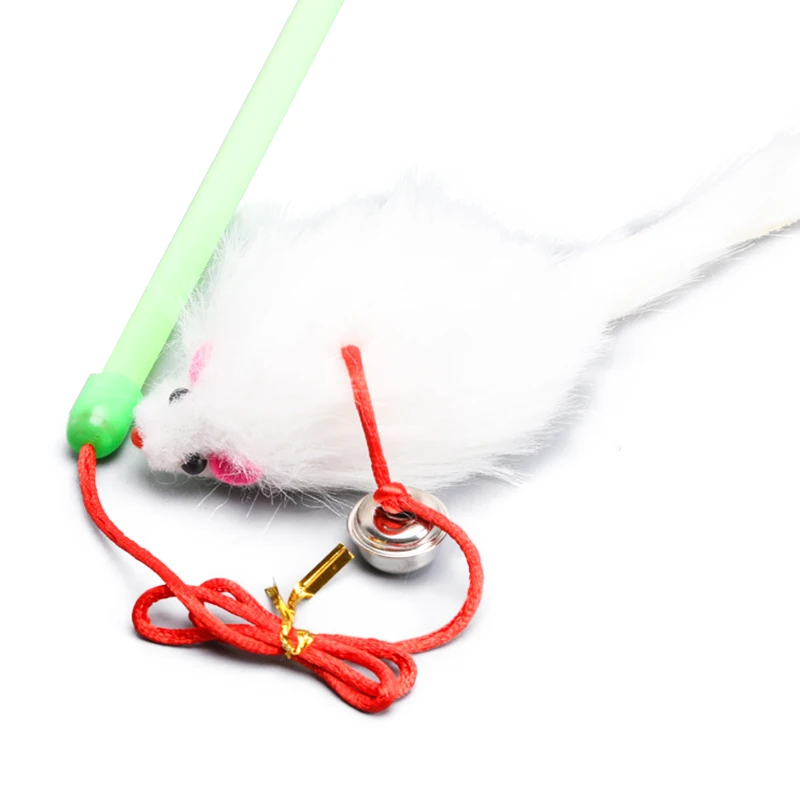 Интерактивная игрушка для домашних животных для кошек котенок Упражнение Прорезыватель палочка с колокольчиком и плюшевой мышкой(цвет случайный