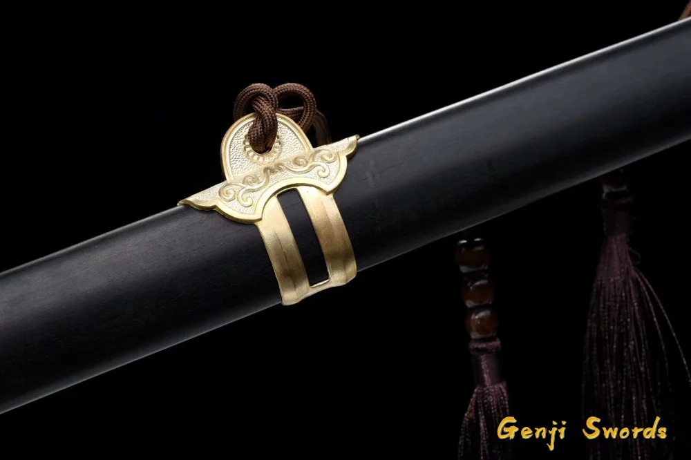 Full Handmade Black Wood Handmade Chinese Tang Dynasty Sword Sharp Balde High Manganese Steel