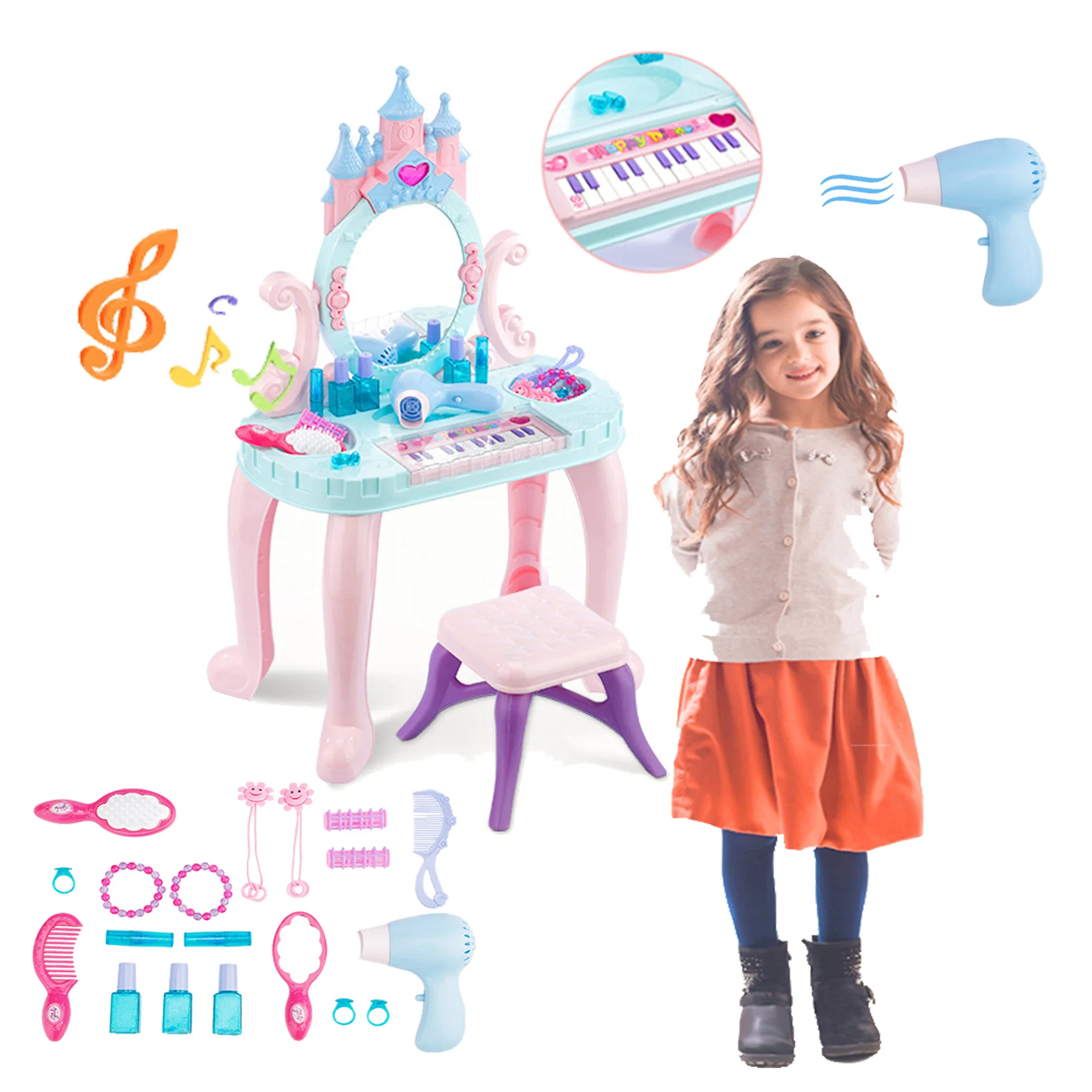 

[Oversized Piano Music Dresser] GIRL'S [Learn Makeup] Educational Hands-on Play House CHILDREN'S Toy