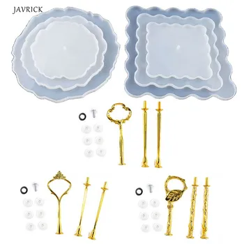 

3 Tier Square Cake Fruit Food Plate Stand Resin Casting Mold Irregular Fruit Disc Big Plate Resin Mold Fruit Tray Moulds