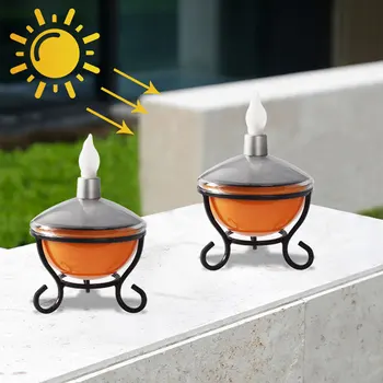 

Free Stand Outdoor Waterproof LED Desk Lamp Solar Kerosene Light Decorative Study Cafe Bedroom Rechargeable Adjust Brightness