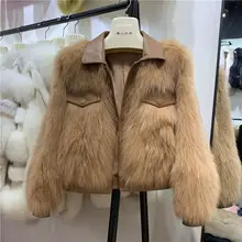 

Short Faux Fox Fur Jacket Autumn Lapel Fashion Parker Female Fur Coat Loose Elegant Buttons OverCoat Warm Winter New Fashion