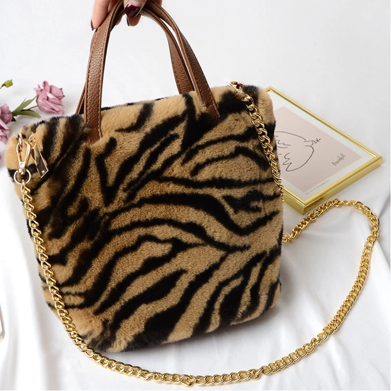 

Fashion Faux Fur Winter Bags Women Shoulder Crossbody Bag Ladies Plush Handbag Tote Purse