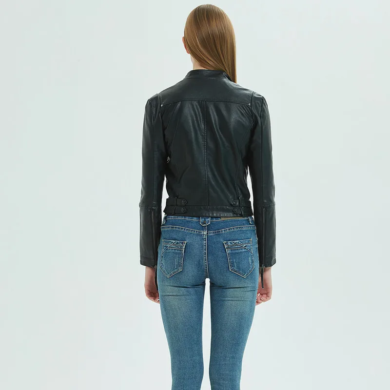 

Pu Learher Jacket Women 2020 Spring European Black Motorcycle Coat Short Faux Leather Biker Jacket chaqueta cuero mujer LX2585