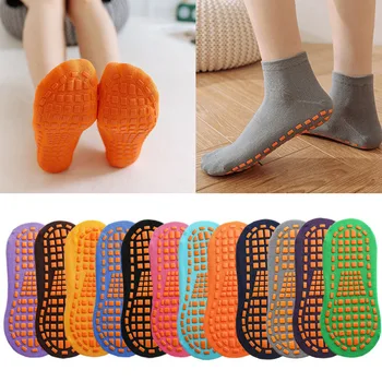 Cotton Kids & Adults Anti-Slip Trampoline Socks – Breathable Short Sports Socks with Grip for Boys & Girls 1