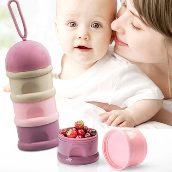 

Baby Portable Food Storage Box Three Layers Milk Powder Babies Necessary Cereals Kids Cute Eco-Friendly Blue Food Container