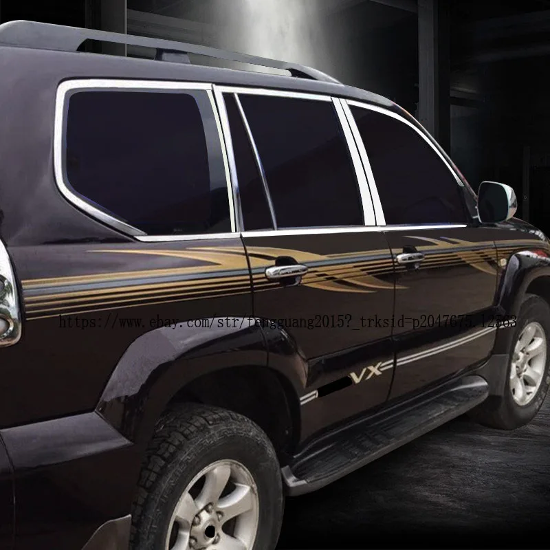Для Toyota Land Cruiser Prado Fj120 2003-2009 24 шт. нержавейка, хром отделка подоконника автомобиля и установка автомобильных аксессуаров