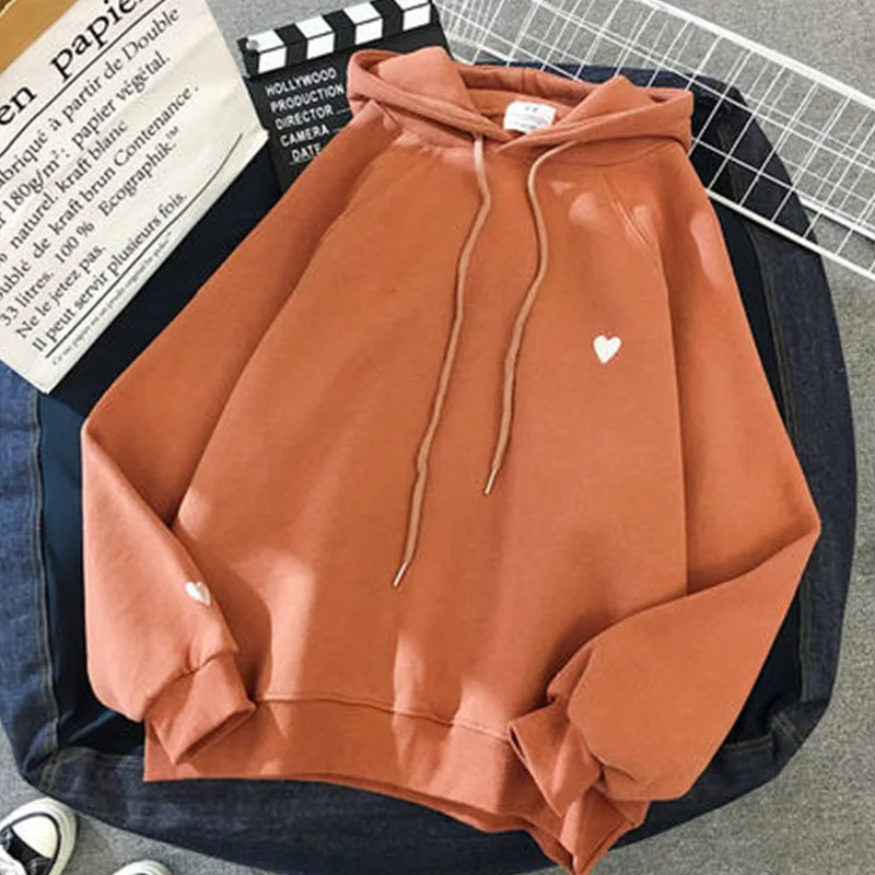 Orange Толстовка Harajuku стиль свободная одежда Женская Куртка tide Толстовка Размер Уличная para спортивный костюм плюс бархат утолщение - Цвет: Orange