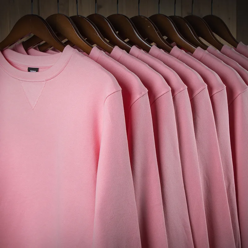 

320g Water Powder Pure Cotton round Neck Sweater Men Autumn Thin Crew Neck Pullover Trend Versatile COUPLE'S