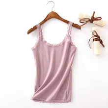 Женская майка на бретельках с u-образным вырезом из хлопка, однотонная, плюс размер, бесшовный топ, сексуальное нижнее белье, женский кружевной топ