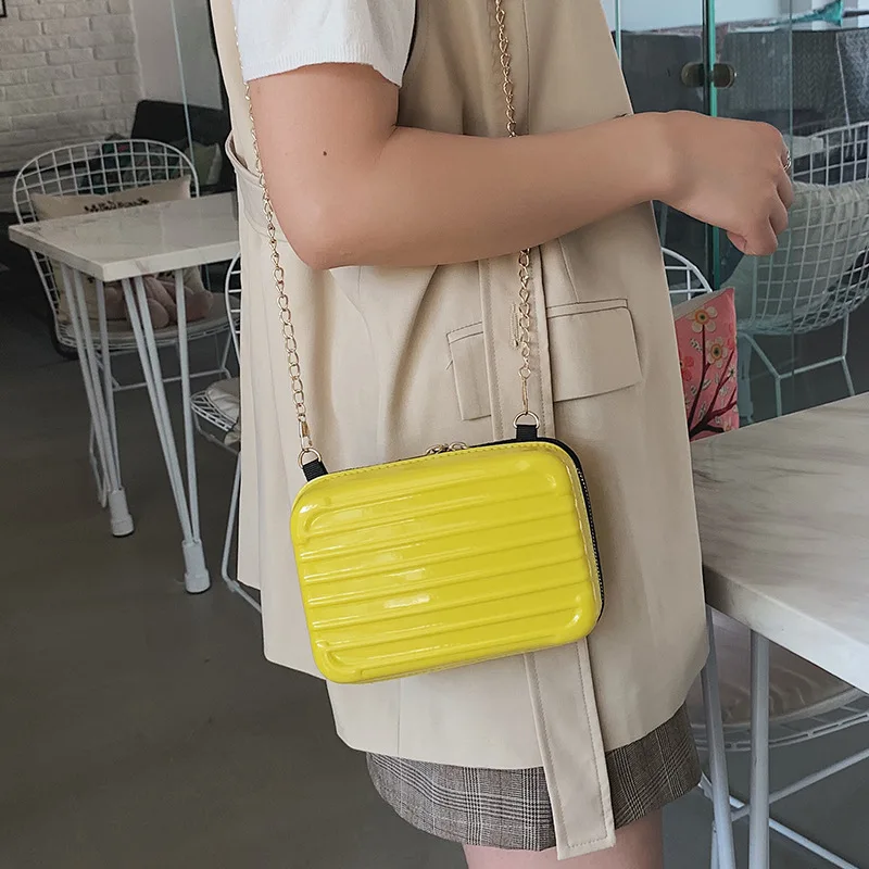 

Plastic Soft Surface Western Style Solid Color WOMEN'S Bag Korean-style Chain Textured Shoulder Bag Fashion Cross Square Square