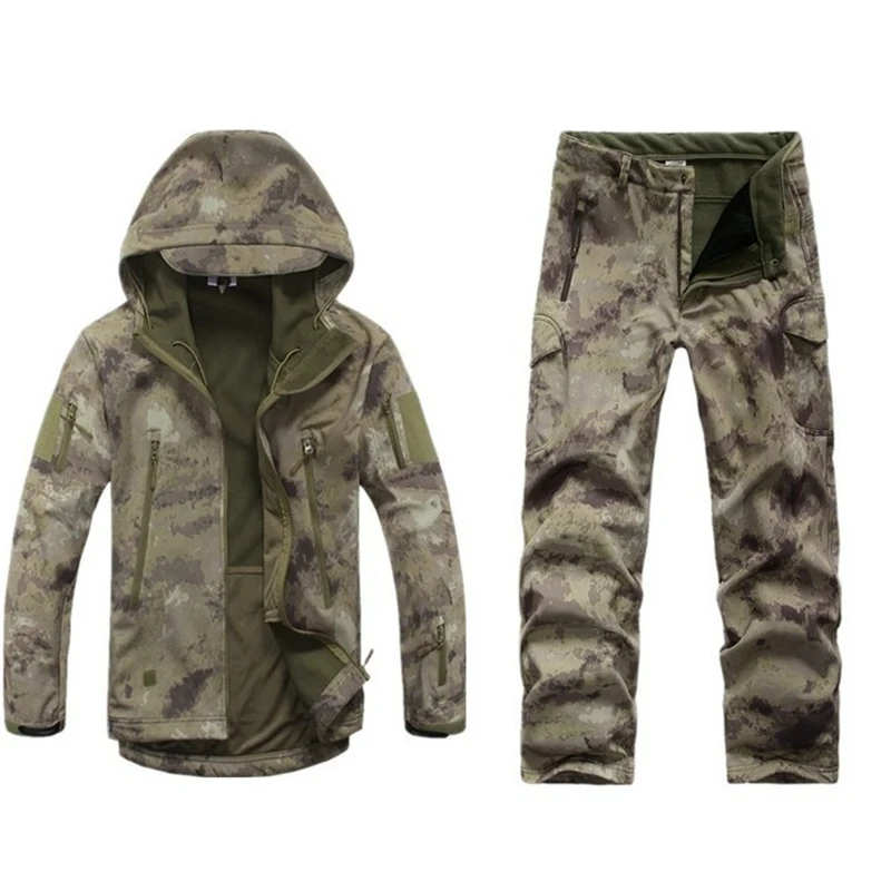 Открытый тактический охотничий TAD мягкая оболочка камуфляжная куртка брюки набор Мужская армейская спортивная водонепроницаемая одежда военная походная куртка брюки