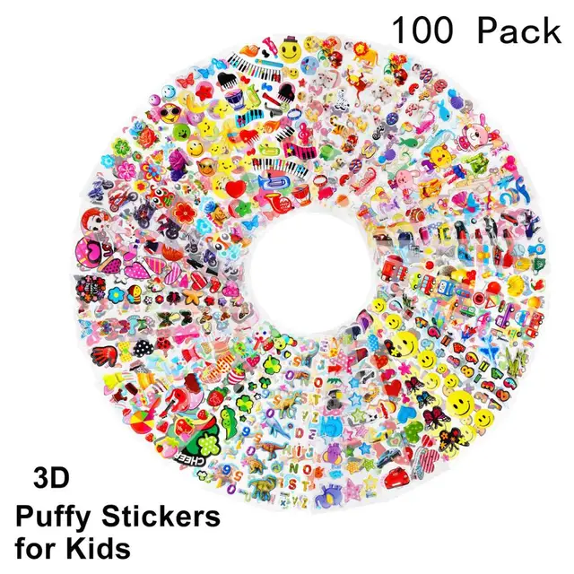 Kids stickers different Sheets 3D Puffy Stickers for Girl Boy Birthday Gift Scrapbooking Cartoon Stickers Mixed Early Learning T