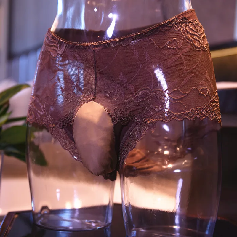 Sexy Men U Convex Pouch G-string Lace Sheer See Through Cock Socks Briefs Thong Open Crotch Plus Size Gay Wear F12 | Тематическая