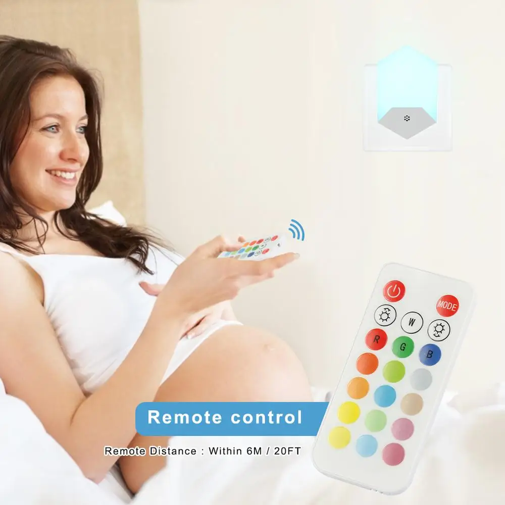 

LED Night Light Plug in Wall Smart Remote Control LED Light Mood Lights With Remote Controller For Xmas Wedding Party