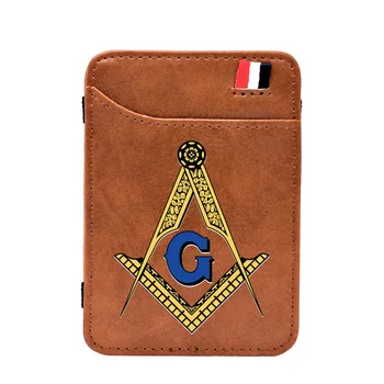 

Digital Printing Free and Accepted Masons Logo Leather Magic Wallets Masonic Men Women Money Clips Card Purse Thin Cash Holder