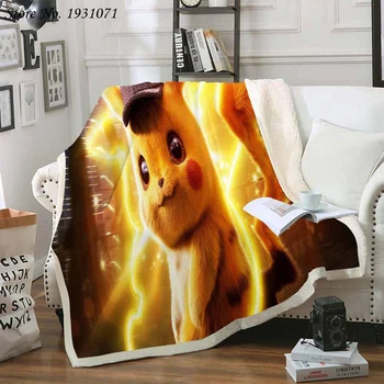 

Cartoon Pokemon Pikachu 3D Printed Fleece Blanket for Beds Thick Quilt Fashion Bedspread Sherpa Throw Blanket Adults Kids 09
