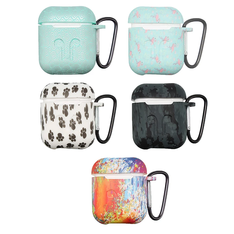 For Airpods Silicone Skin Case Camouflage Earphone Shockproof Protector Cover Apple Accessories With Carabiner | Электроника